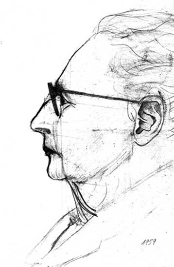 AR 1959 Sommerferien Groszmutter. Bleistift Das erste Portrait im Alter von 14 Jahren.jpg (28173 bytes)